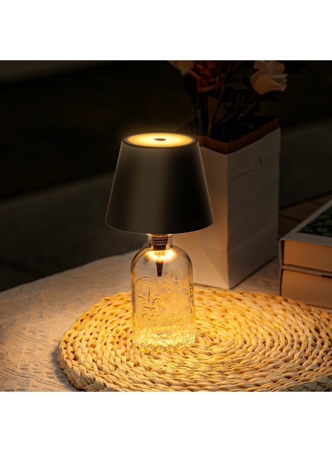 مودي مصباح LED أسود لسدادة زجاجات النبيذ - ضوء زجاجة قابل لإعادة الشحن بثلاثة ألوان، ضوء ليلي USB بقوة 3 وات مع تحكم باللمس للبار والديكور المنزلي والمناسبات - أسود - Image 3